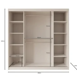 Schuifdeurkasten-Meubella - Kledingkast Bodhi - Beige - 200 cm - Met spiegel