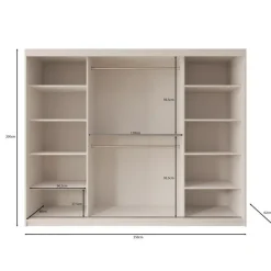 Kledingkasten|Kledingkasten-Meubella - Kledingkast Bodhi - Eiken - 250 cm - Met spiegel