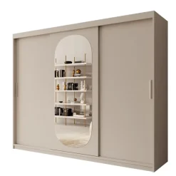 Kledingkasten|Kledingkasten-Meubella - Kledingkast Bodhi - Beige - 250 cm - Met spiegel