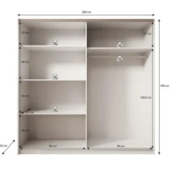 Kledingkasten|Kledingkasten-Meubella - Kledingkast Boets - Wit - Eiken - 200 cm - Met spiegel
