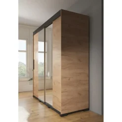 Meubella - Kledingkast Brazil - Eiken - 200 cm - Met spiegel