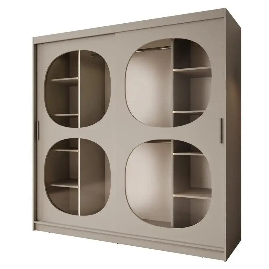 Schuifdeurkasten-Meubella - Kledingkast Bravanti - Beige - 200 cm
