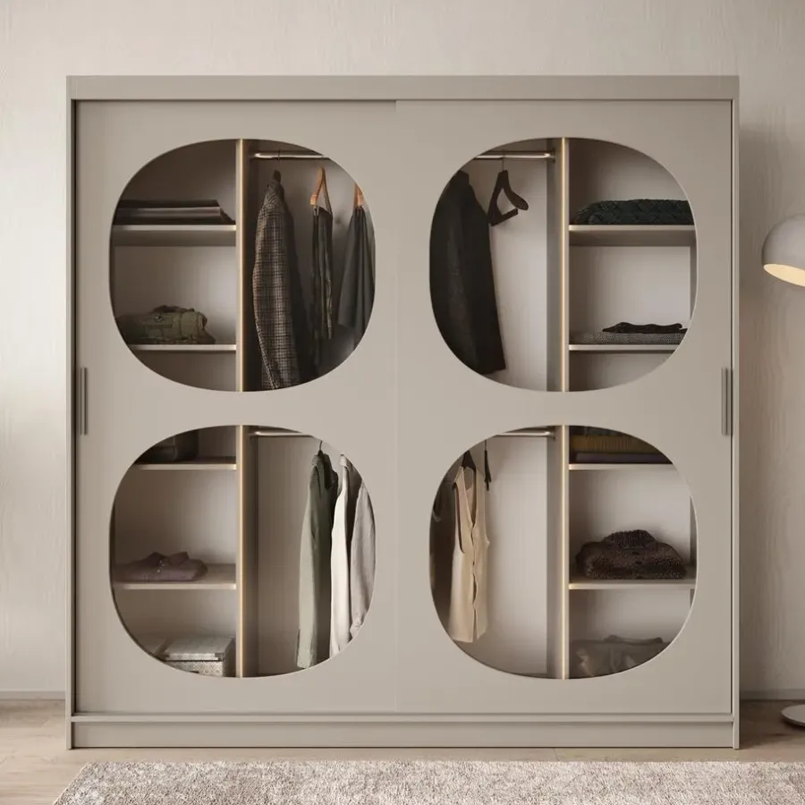 Schuifdeurkasten-Meubella - Kledingkast Bravanti - Beige - 200 cm
