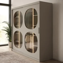 Schuifdeurkasten-Meubella - Kledingkast Bravanti - Beige - 200 cm