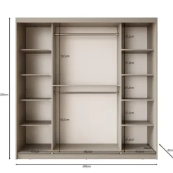 Schuifdeurkasten-Meubella - Kledingkast Bravanti - Beige - 200 cm