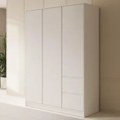Draaideurkasten-Meubella - Kledingkast Brett - Wit - 147 cm