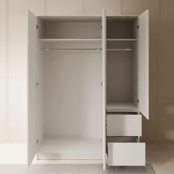 Draaideurkasten-Meubella - Kledingkast Brett - Wit - 147 cm