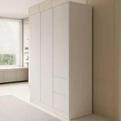 Draaideurkasten-Meubella - Kledingkast Brett - Wit - 147 cm