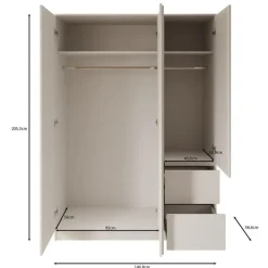 Draaideurkasten-Meubella - Kledingkast Brett - Wit - 147 cm