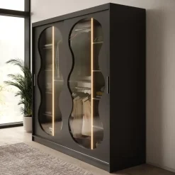 Meubella - Kledingkast Bunaro - Zwart - 200 cm