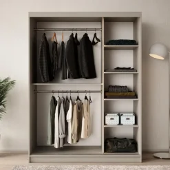 Schuifdeurkasten-Meubella - Kledingkast Bunaro - Beige - 150 cm