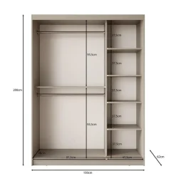 Schuifdeurkasten-Meubella - Kledingkast Bunaro - Beige - 150 cm