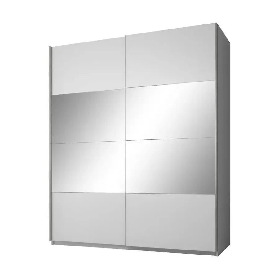Schuifdeurkasten-Meubella - Kledingkast Colorado - Wit - 180 cm - Met spiegel