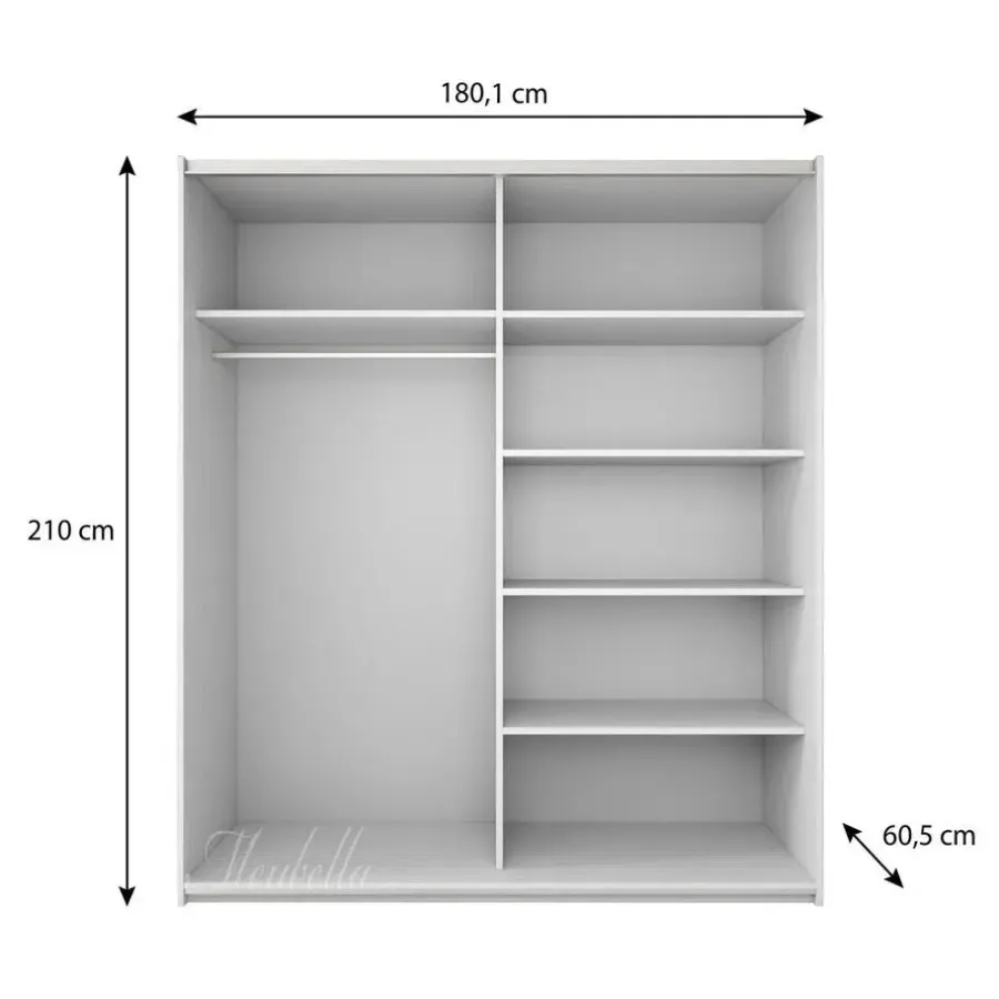 Schuifdeurkasten-Meubella - Kledingkast Colorado - Wit - 180 cm - Met spiegel