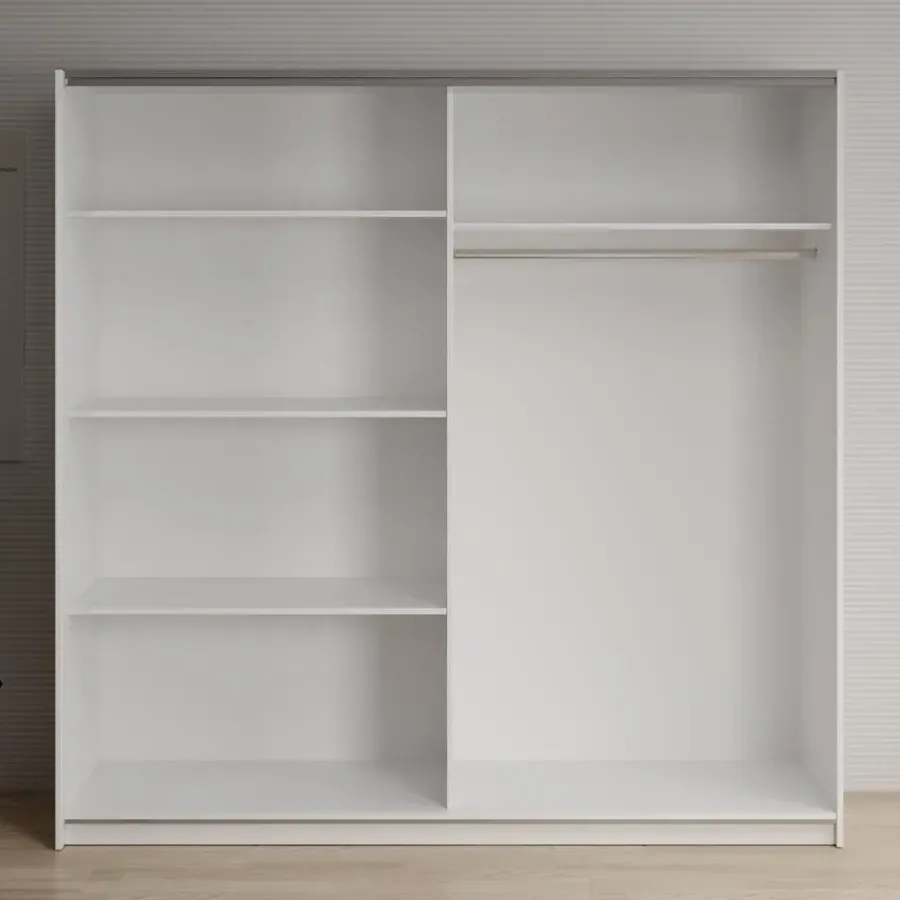 Meubella - Kledingkast Deliryon - Wit - 200 cm - Met spiegel