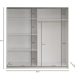 Meubella - Kledingkast Deliryon - Wit - 200 cm - Met spiegel