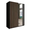 Meubella - Kledingkast Deliryon - Zwart - 150 cm - Met spiegel