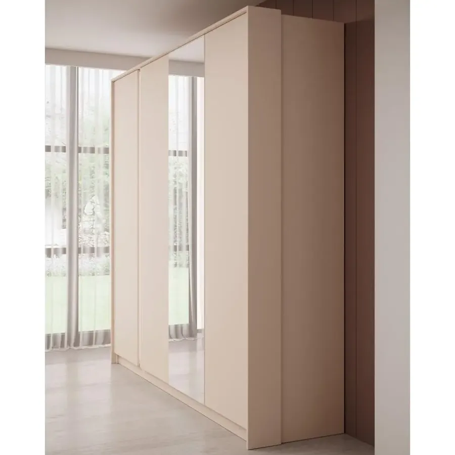Schuifdeurkasten-Meubella - Kledingkast Desert - Beige - 220 cm - Met spiegel