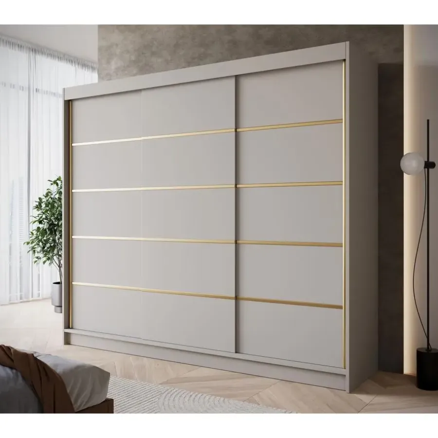 Schuifdeurkasten-Meubella - Kledingkast Eagle - Beige - 250 cm