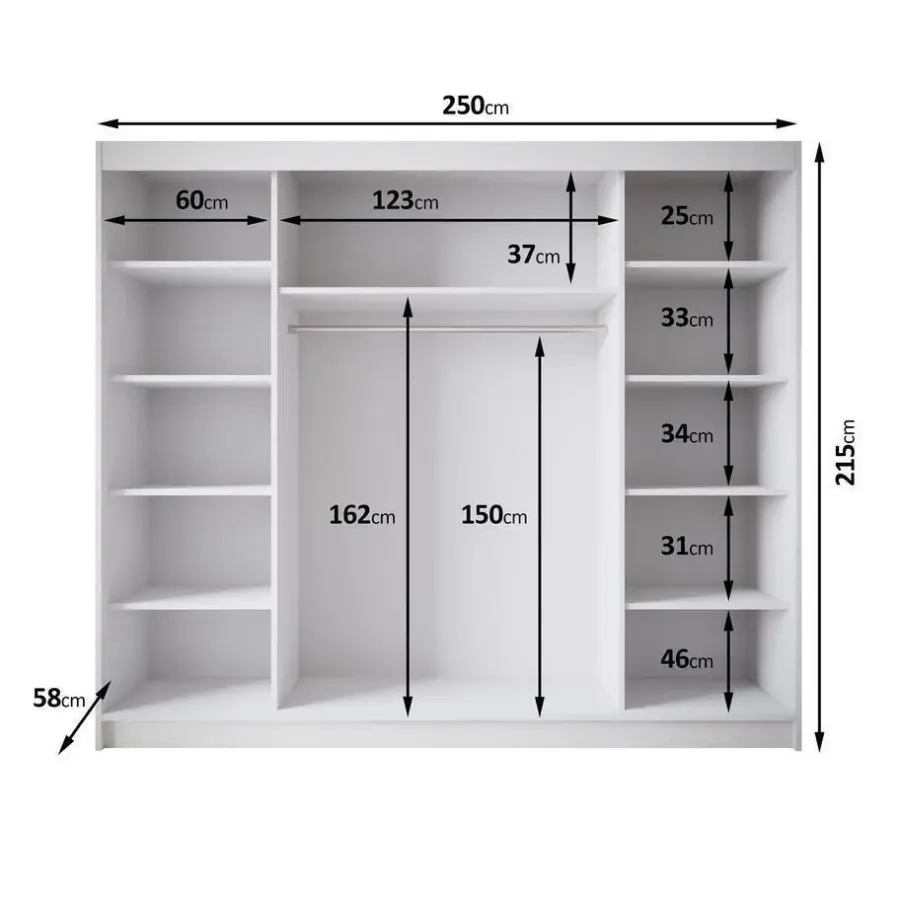 Schuifdeurkasten-Meubella - Kledingkast Eagle - Beige - 250 cm