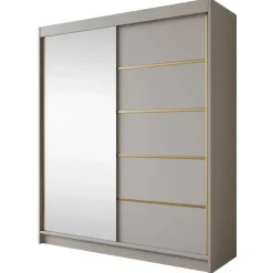 Schuifdeurkasten-Meubella - Kledingkast Eagle - Beige - 180 cm - Met spiegel
