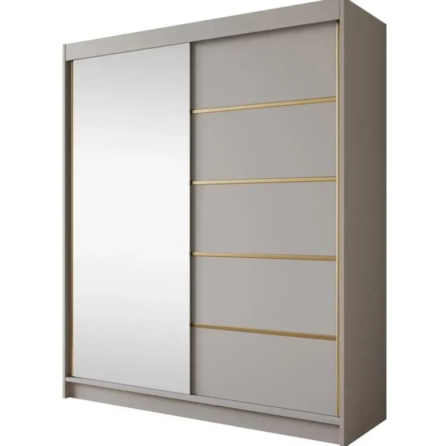 Schuifdeurkasten-Meubella - Kledingkast Eagle - Beige - 180 cm - Met spiegel