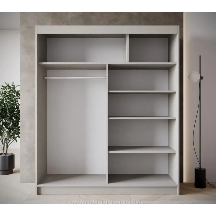 Schuifdeurkasten-Meubella - Kledingkast Eagle - Beige - 180 cm - Met spiegel