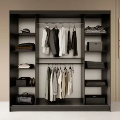 Meubella - Kledingkast Fessaro - Zwart - 200 cm