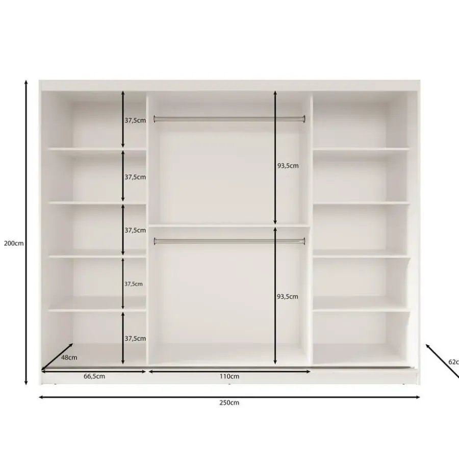 Meubella - Kledingkast Fessaro - Wit - 250 cm