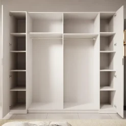 Schuifdeurkasten-Meubella - Kledingkast Franklin - Wit - 220 cm - Met spiegel