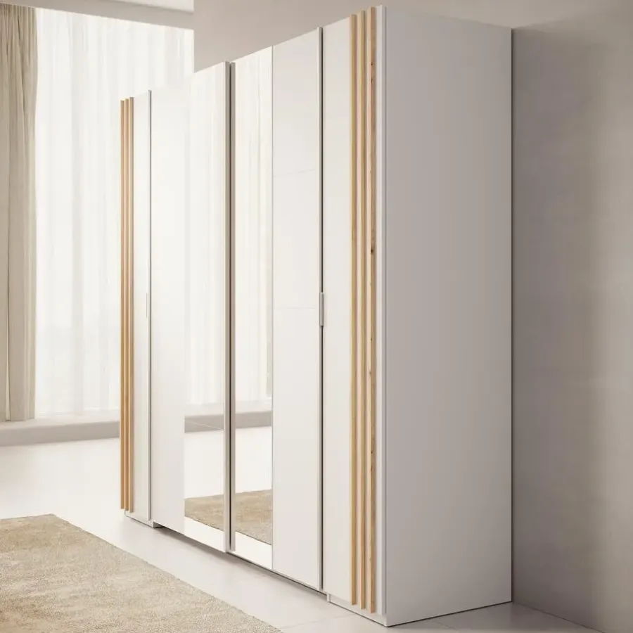 Schuifdeurkasten-Meubella - Kledingkast Franklin - Wit - 220 cm - Met spiegel