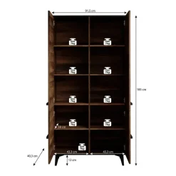 Kledingkasten|Kledingkasten-Meubella - Kledingkast Frey - Donker eiken - Zwart - 92 cm