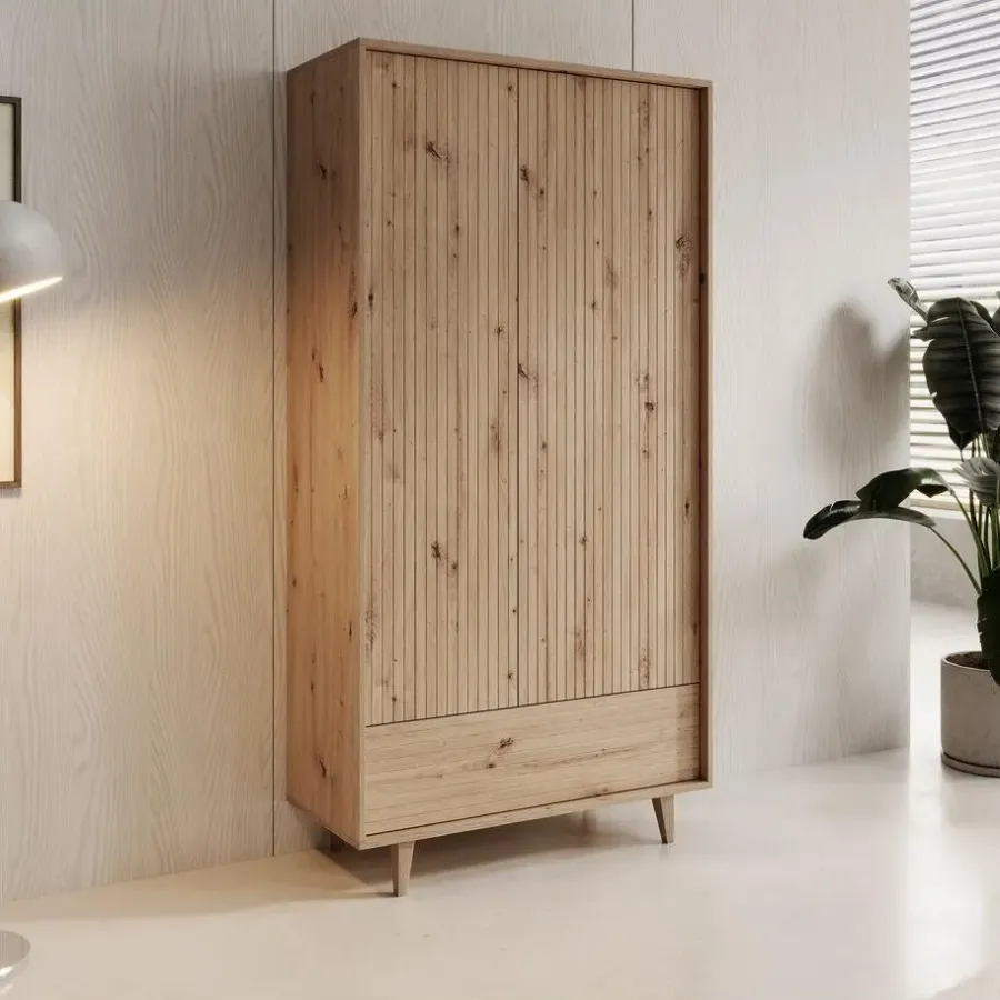 Kledingkasten|Kledingkasten-Meubella - Kledingkast Fuzeta - Eiken - 92 cm