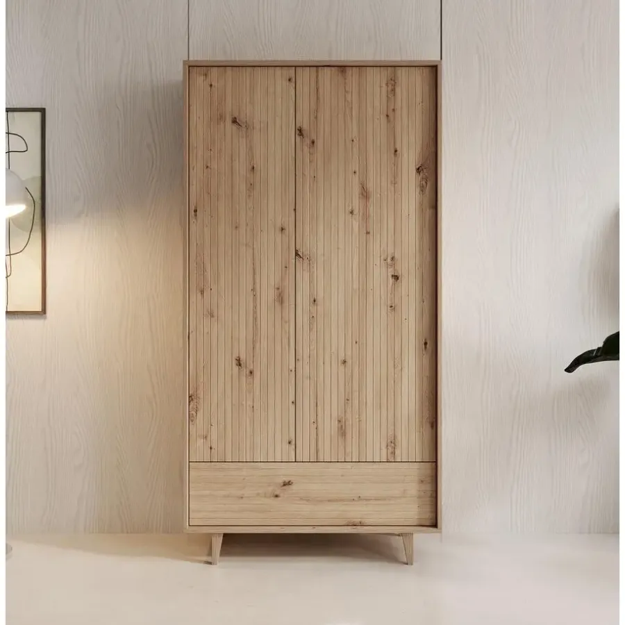 Kledingkasten|Kledingkasten-Meubella - Kledingkast Fuzeta - Eiken - 92 cm