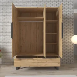 Kledingkasten|Kledingkasten-Meubella - Kledingkast Harlow - Eiken - 145 cm