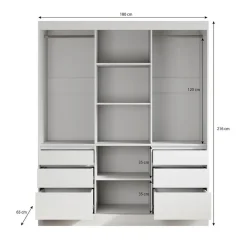 Kledingkasten|Kledingkasten-Meubella - Kledingkast Henry - Eiken - Zwart - 180 cm - Met spiegel
