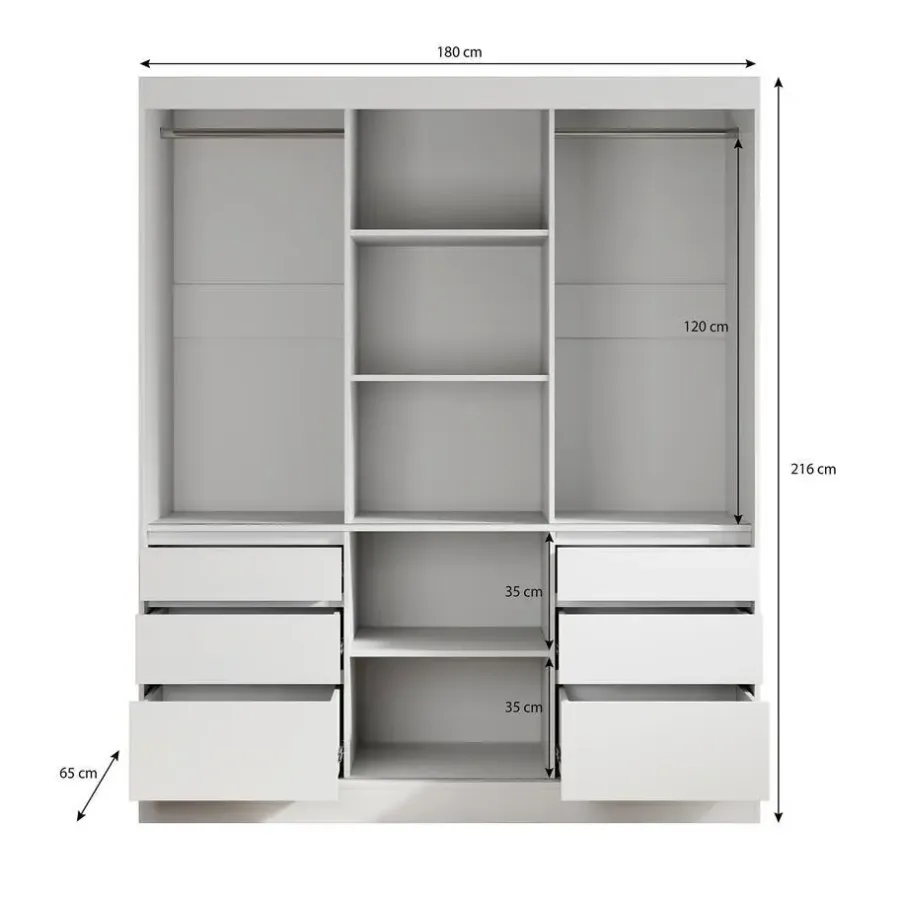 Kledingkasten|Kledingkasten-Meubella - Kledingkast Henry - Eiken - Zwart - 180 cm - Met spiegel