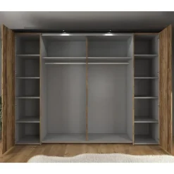 Draaideurkasten-Meubella - Kledingkast Jacob - Zwart - Eiken - 280 cm