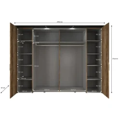 Draaideurkasten-Meubella - Kledingkast Jacob - Zwart - Eiken - 280 cm