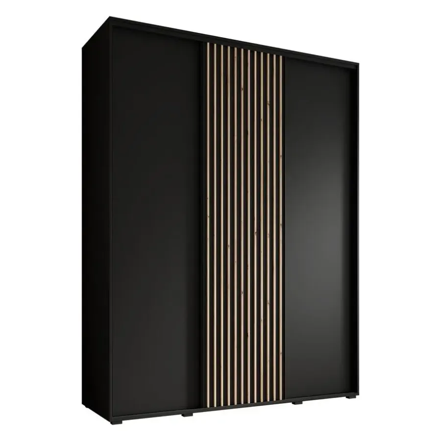 Meubella - Kledingkast Leandro - Zwart - 180 cm