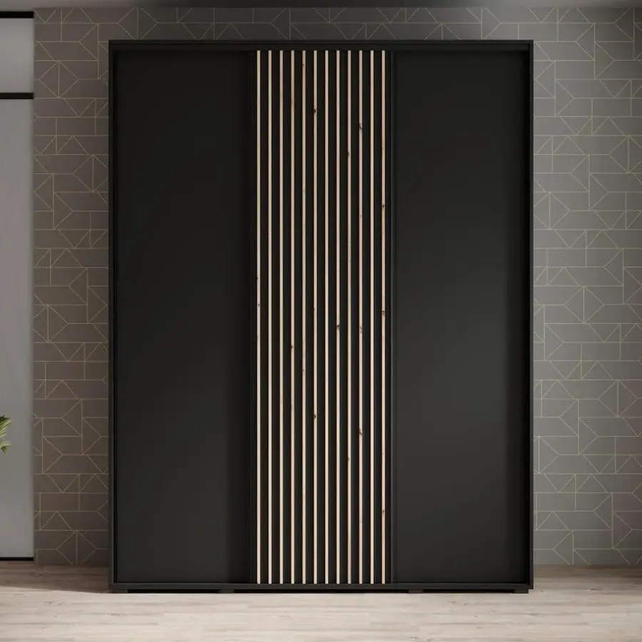 Meubella - Kledingkast Leandro - Zwart - 180 cm