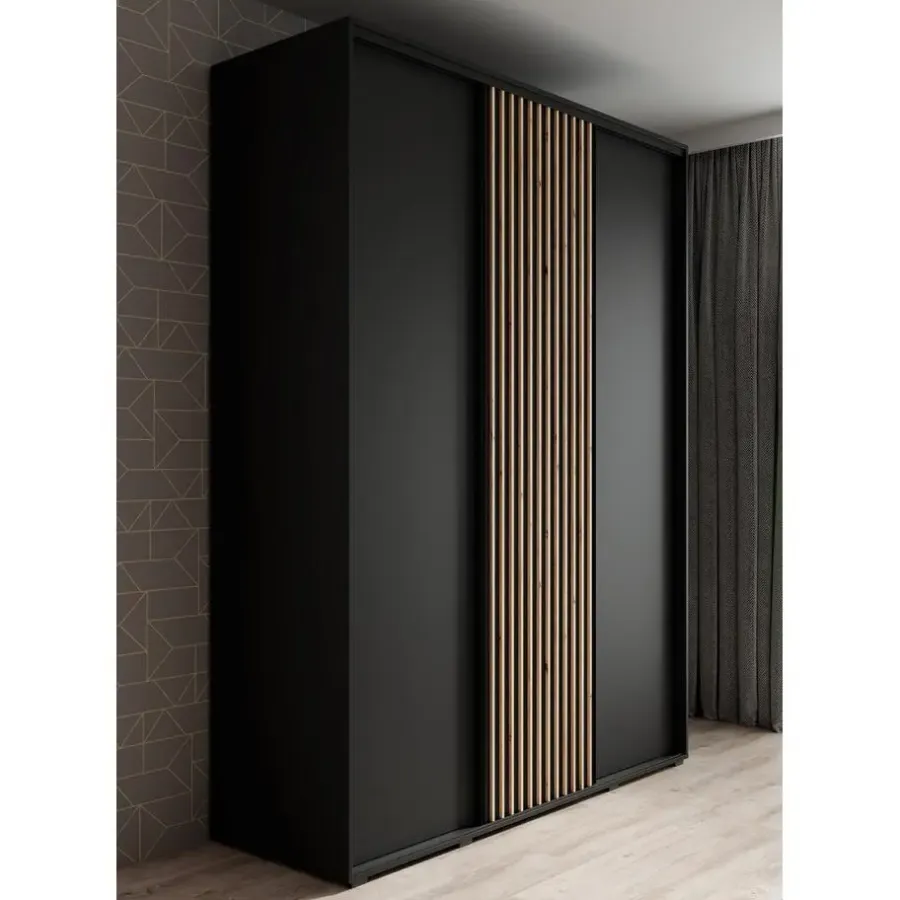 Meubella - Kledingkast Leandro - Zwart - 180 cm