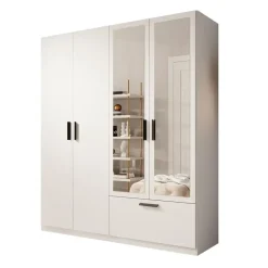 Draaideurkasten-Meubella - Kledingkast Lillian - Wit - 180 cm - Met spiegel