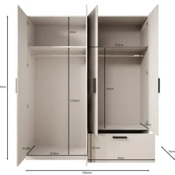 Meubella - Kledingkast Lillian - Wit - 180 cm