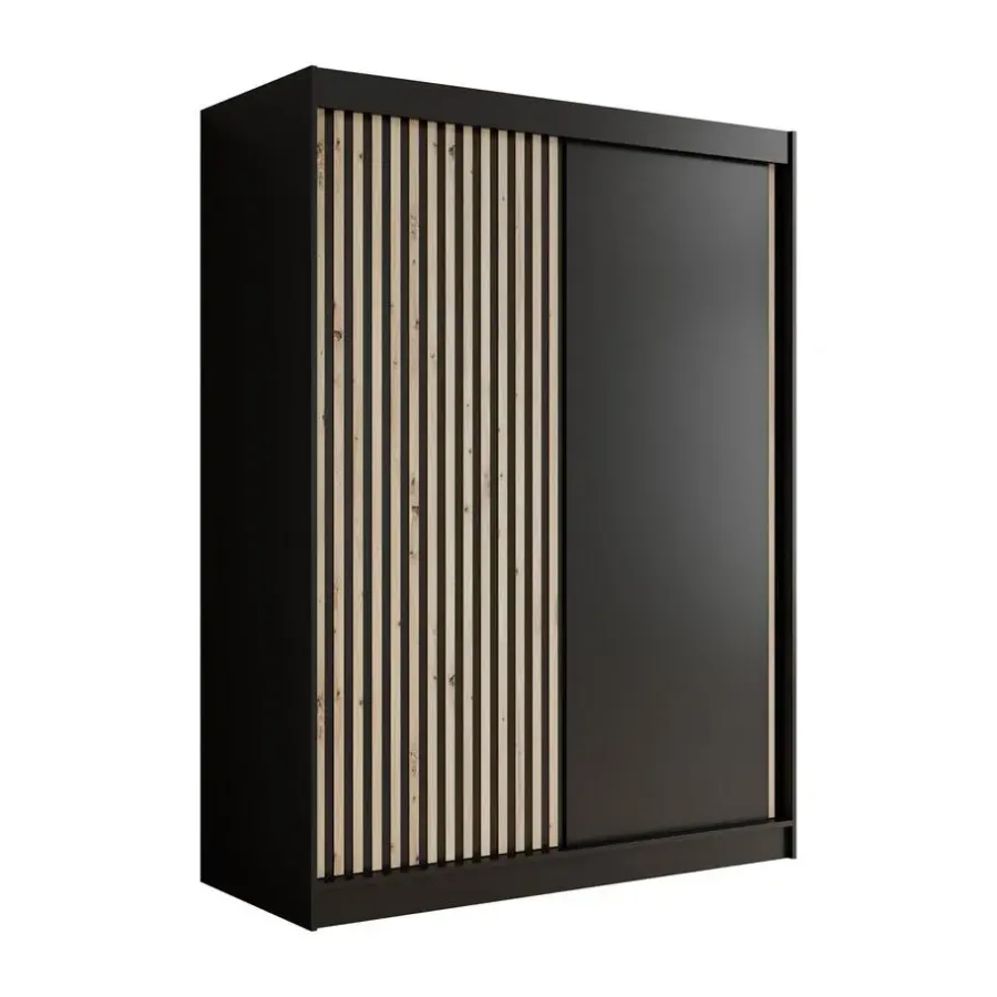 Schuifdeurkasten-Meubella - Kledingkast Lisbon - Zwart - 150 cm