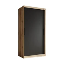 Meubella - Kledingkast Luxor - Zwart - Eiken - 100 cm