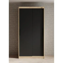Meubella - Kledingkast Luxor - Zwart - Eiken - 100 cm