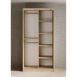 Meubella - Kledingkast Luxor - Zwart - Eiken - 100 cm