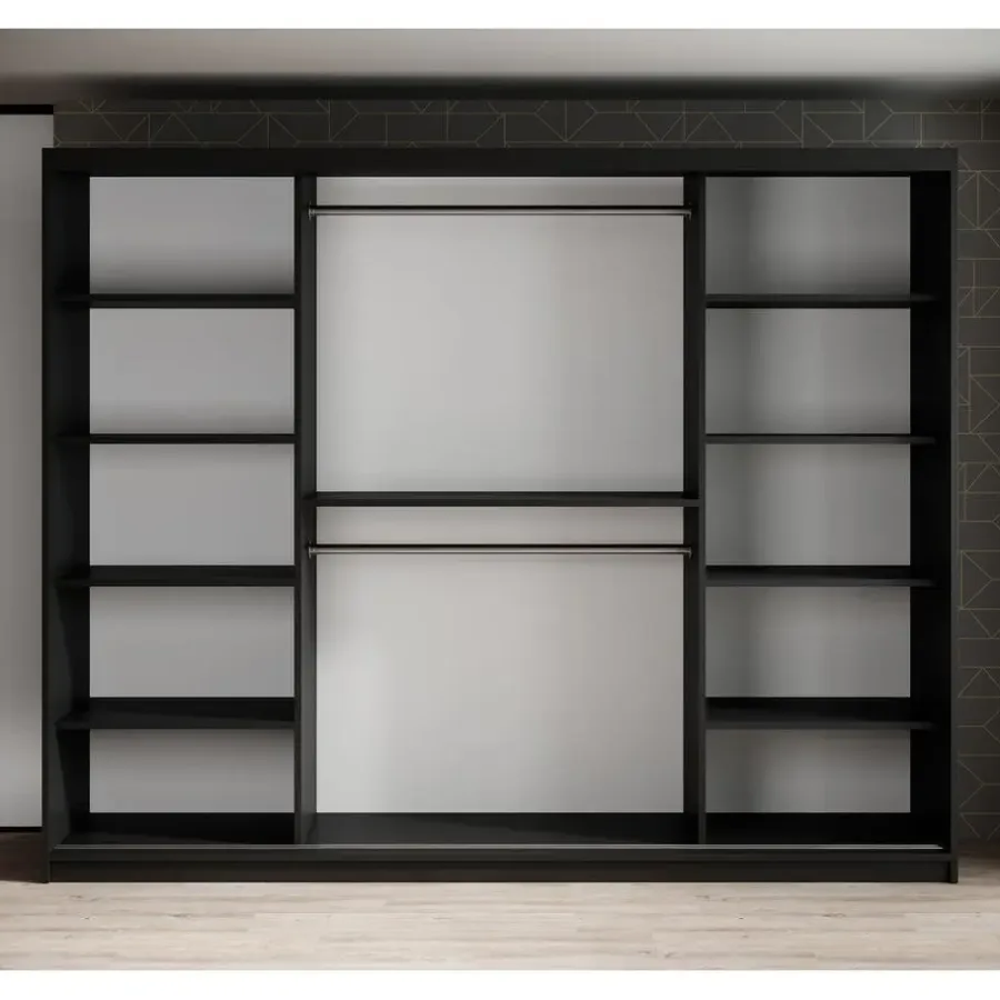 Meubella - Kledingkast Mandalin - Zwart - 250 cm