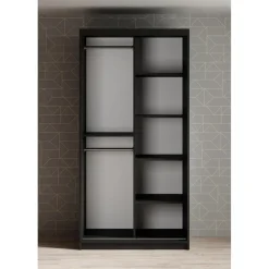 Kledingkasten|Kledingkasten-Meubella - Kledingkast Mandalin - Zwart - 100 cm